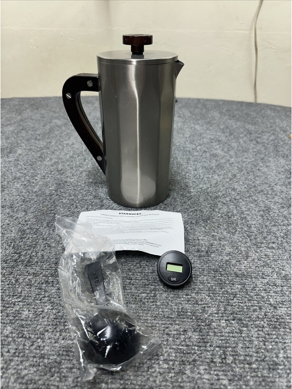 Starbucks 2013 Stainless Steel French Press 34oz Coffee Maker Wood Handle VTG